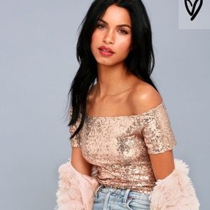 Off the shoulder sequin crop top